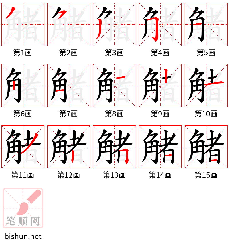 觰 笔顺规范