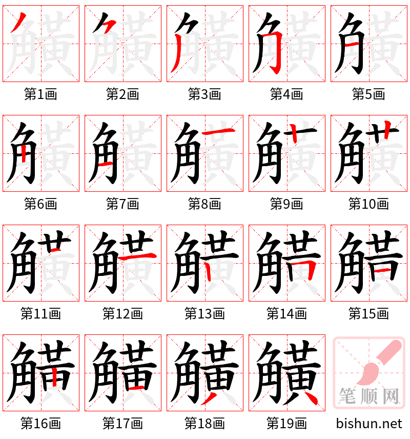 觵 笔顺规范