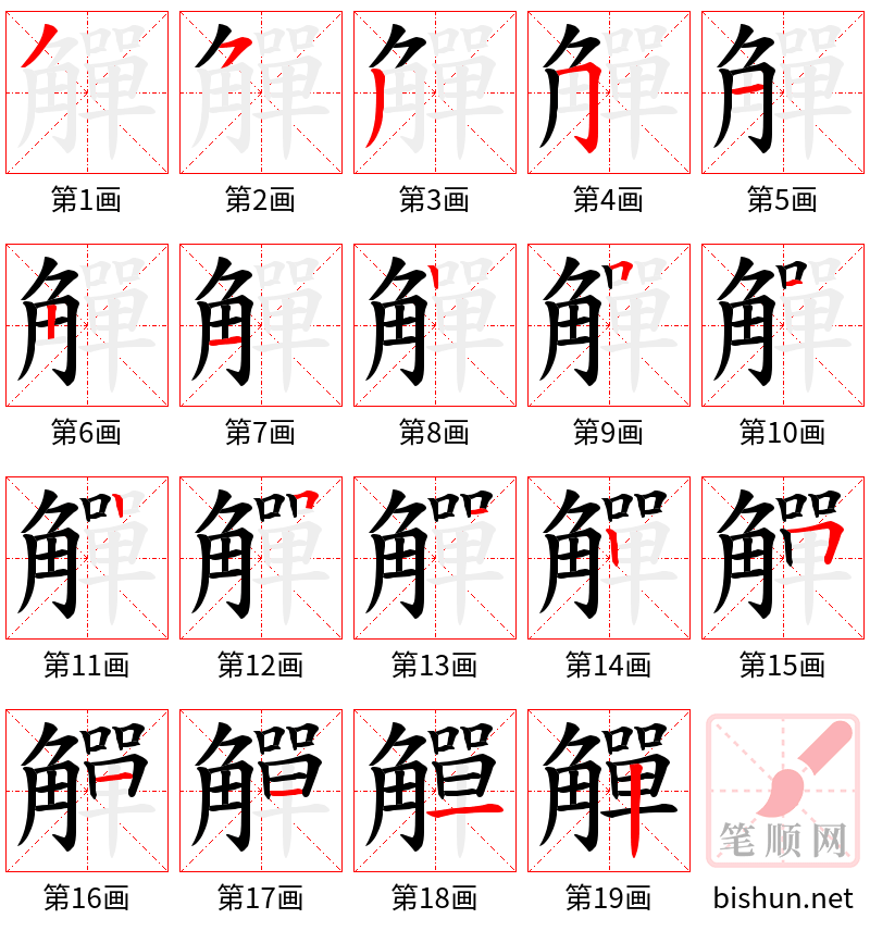 觶 笔顺规范