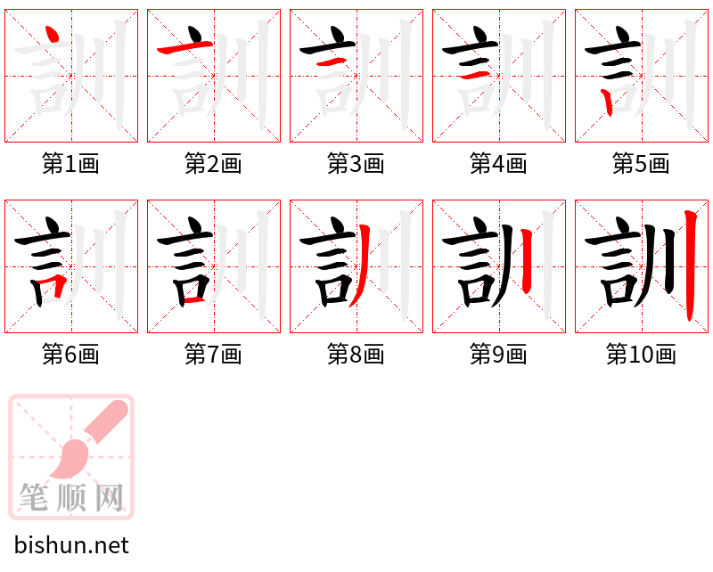 訓 笔顺规范