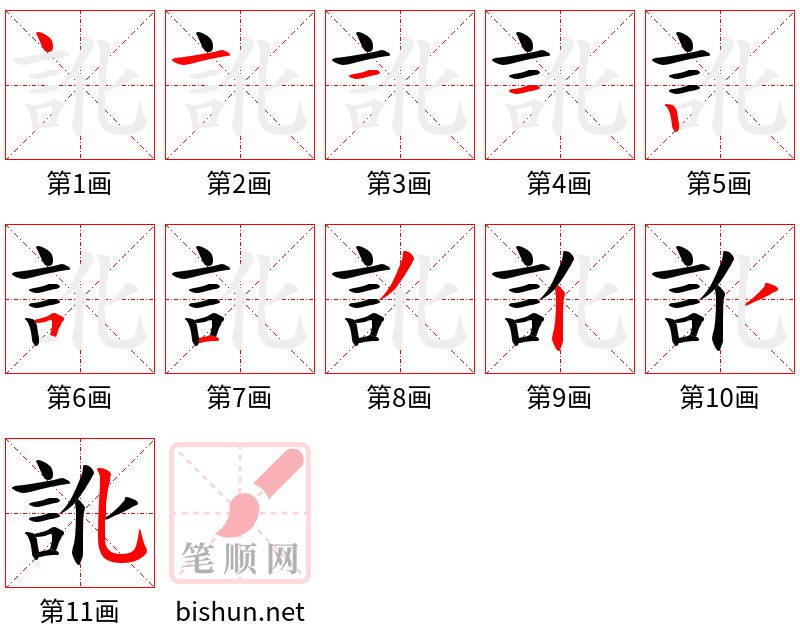 訛 笔顺规范