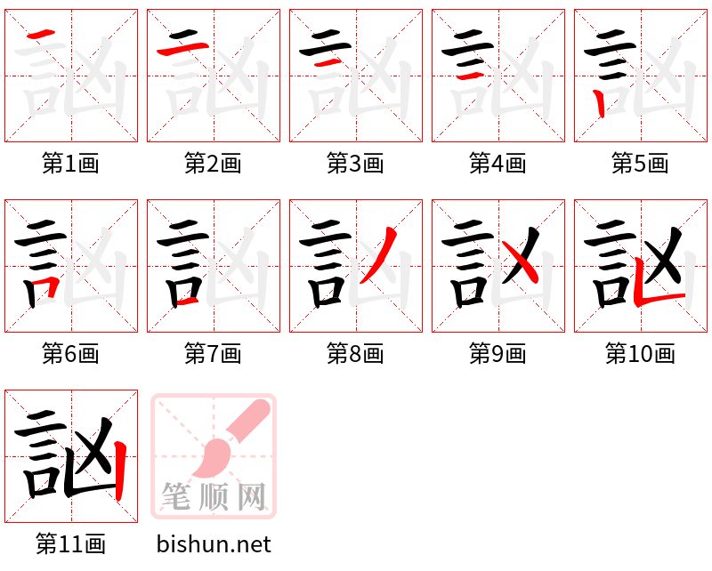 訩 笔顺规范