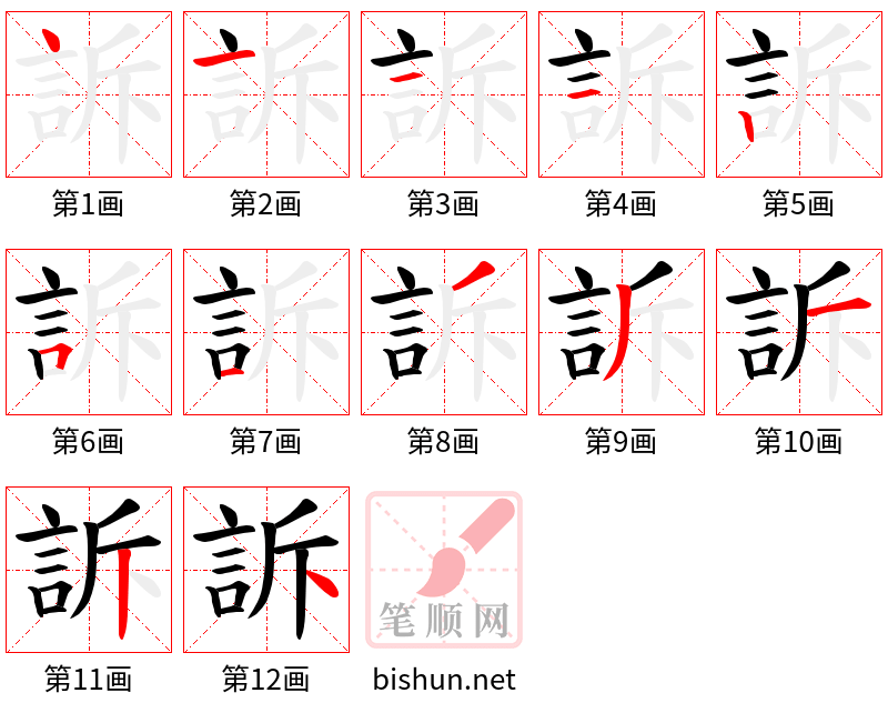 訴 笔顺规范