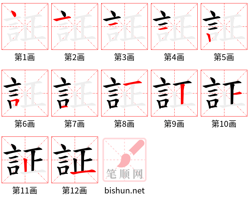 証 笔顺规范