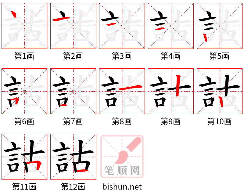 詁 笔顺规范