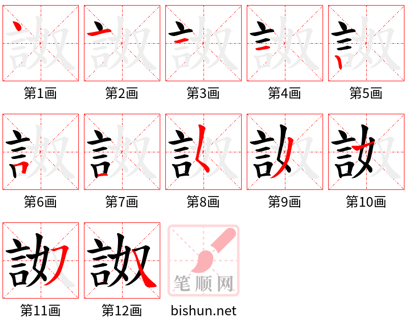 詉 笔顺规范