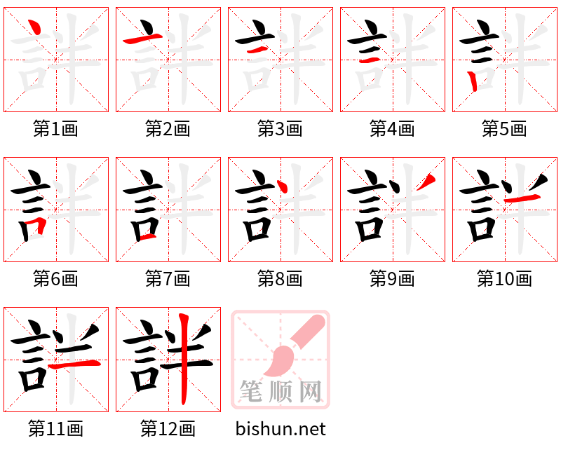 詊 笔顺规范