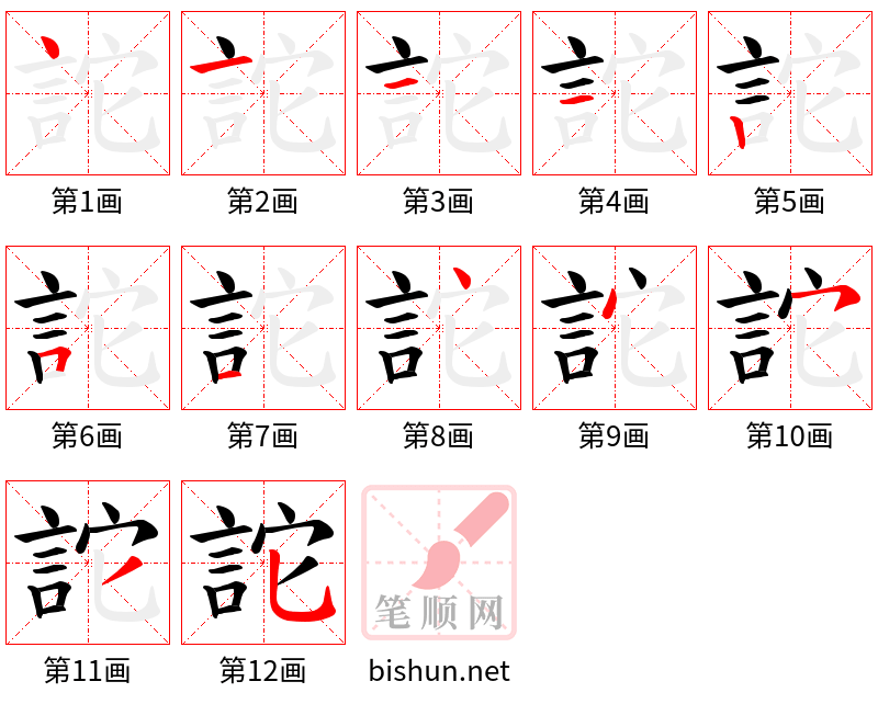 詑 笔顺规范