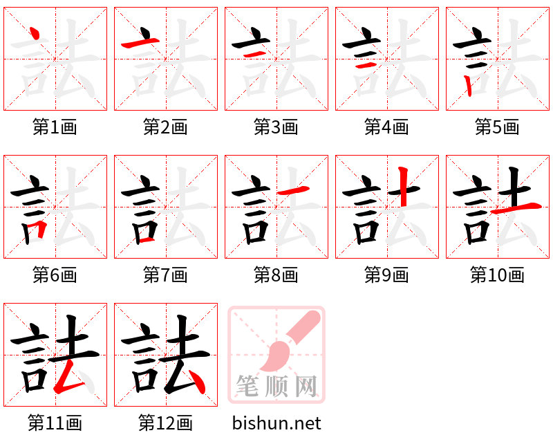 詓 笔顺规范