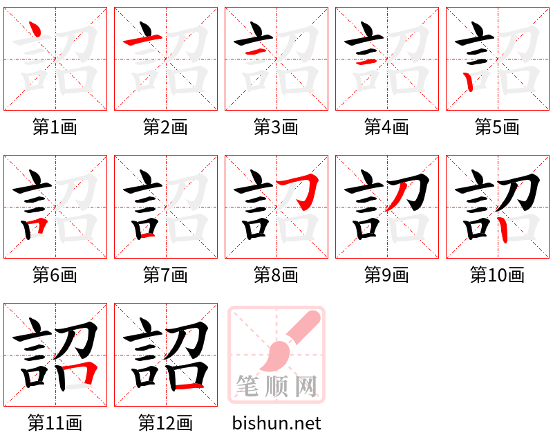 詔 笔顺规范