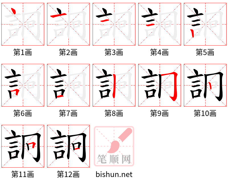 詗 笔顺规范