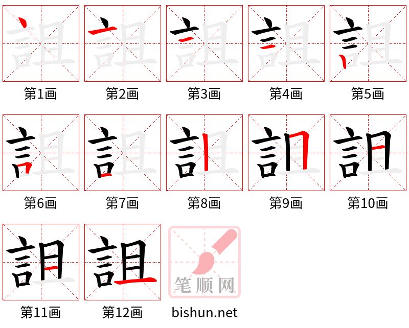 詛 笔顺规范