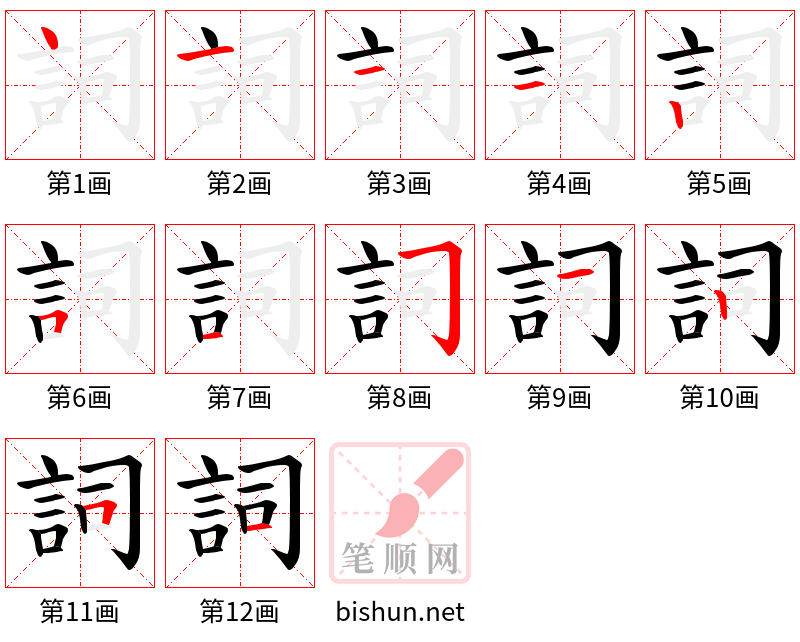 詞 笔顺规范