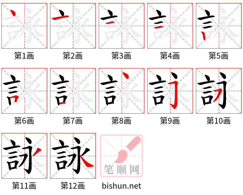 詠 笔顺规范