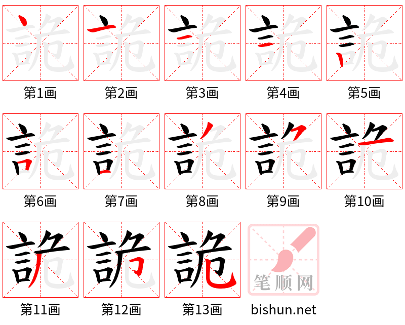 詭 笔顺规范