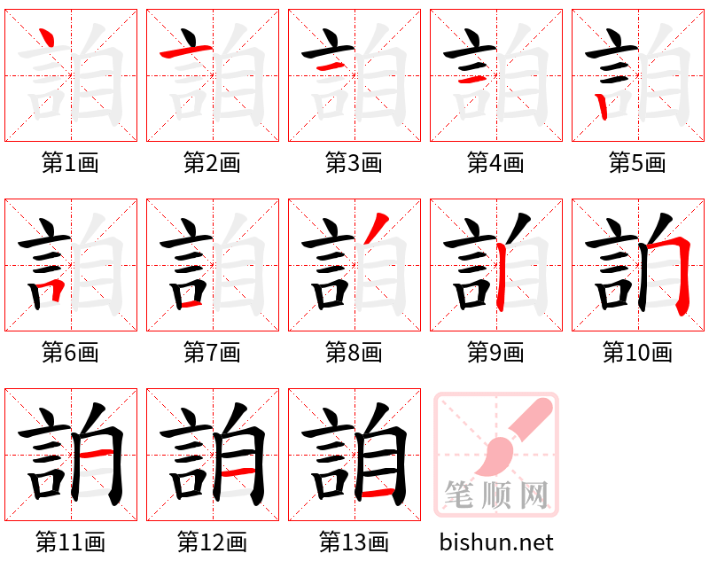 詯 笔顺规范