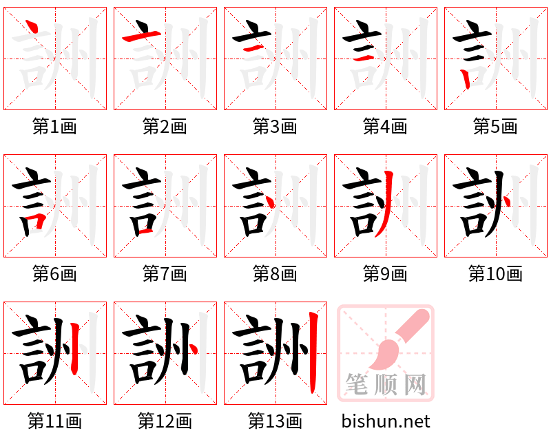 詶 笔顺规范