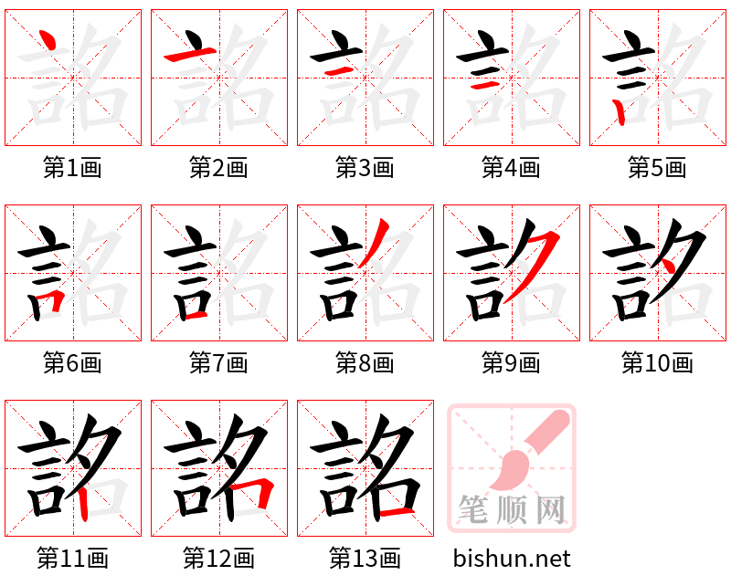 詺 笔顺规范