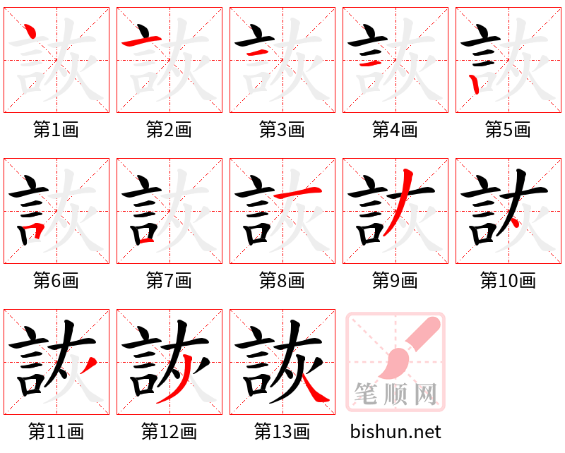 詼 笔顺规范