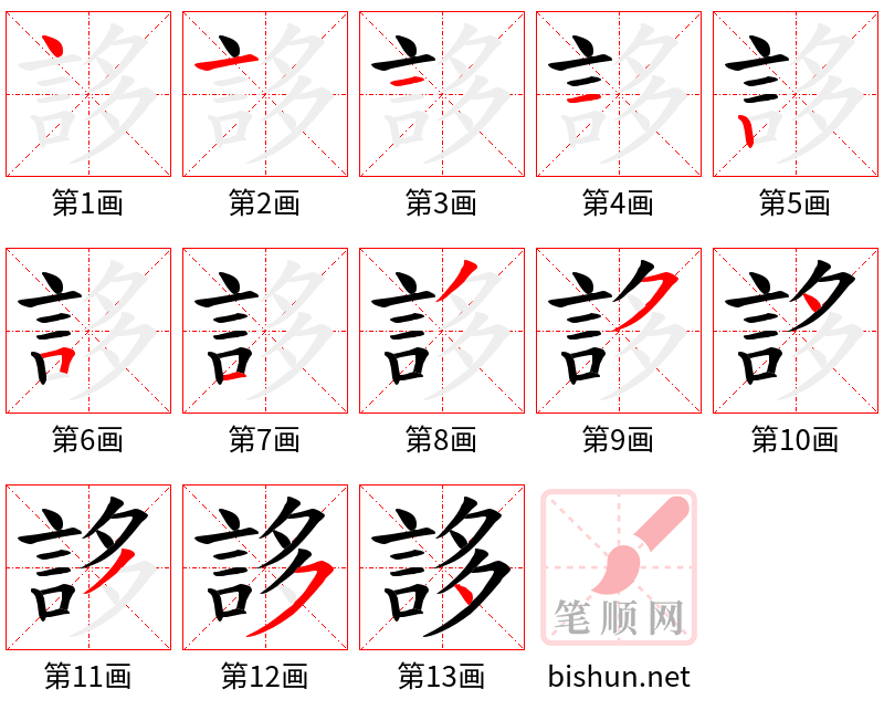 誃 笔顺规范