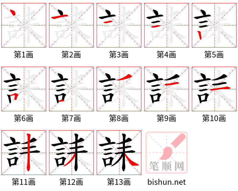 誄 笔顺规范