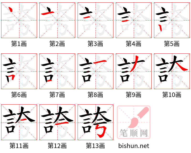 誇 笔顺规范