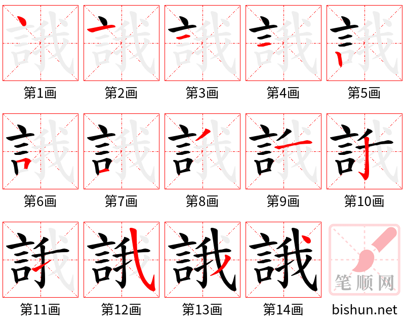 誐 笔顺规范