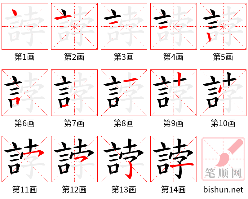 誖 笔顺规范