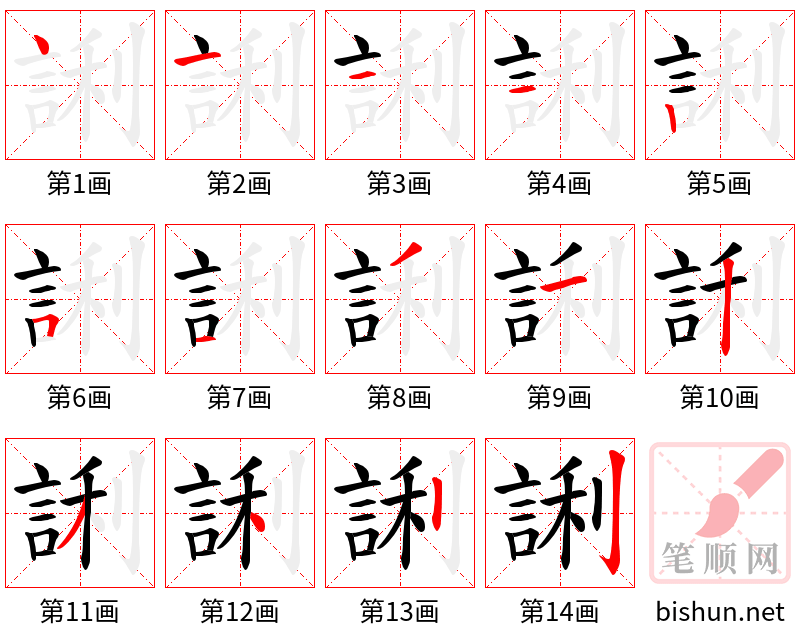 誗 笔顺规范