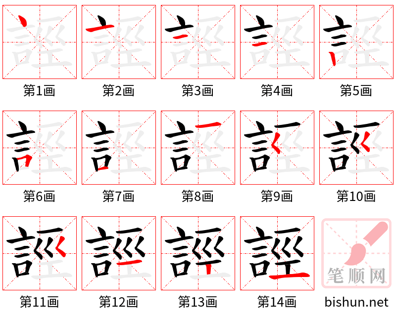 誙 笔顺规范