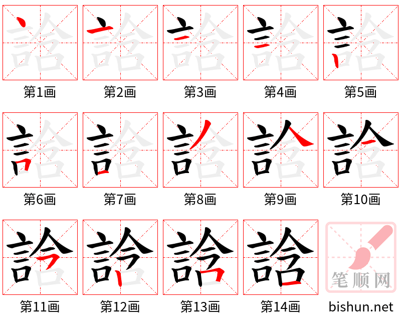 誝 笔顺规范