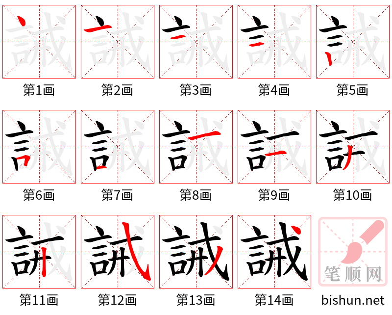 誡 笔顺规范