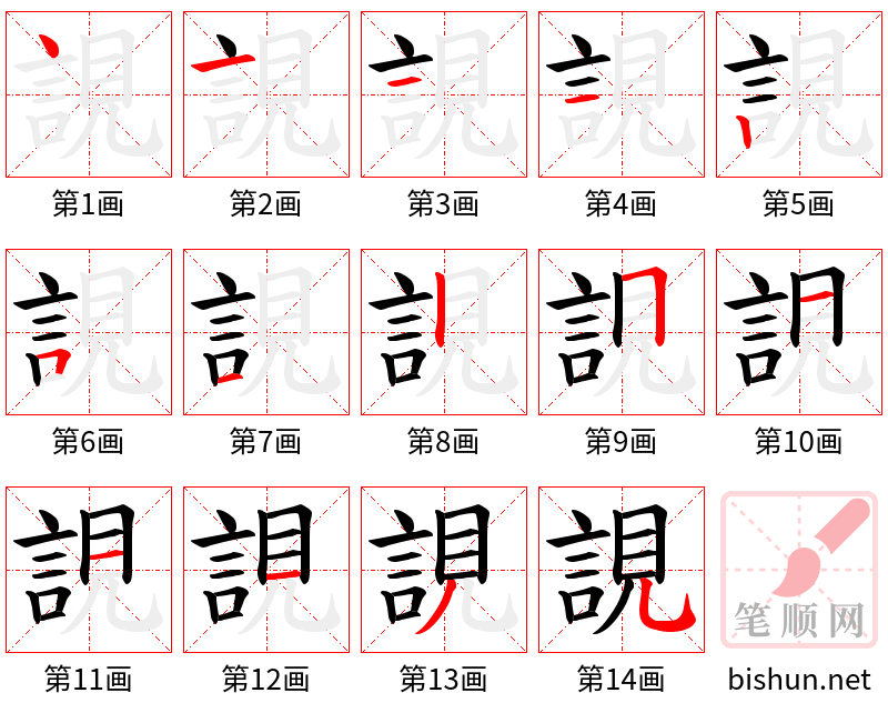 誢 笔顺规范