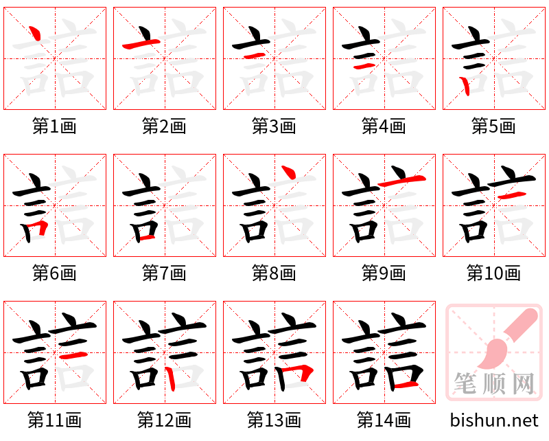 誩 笔顺规范