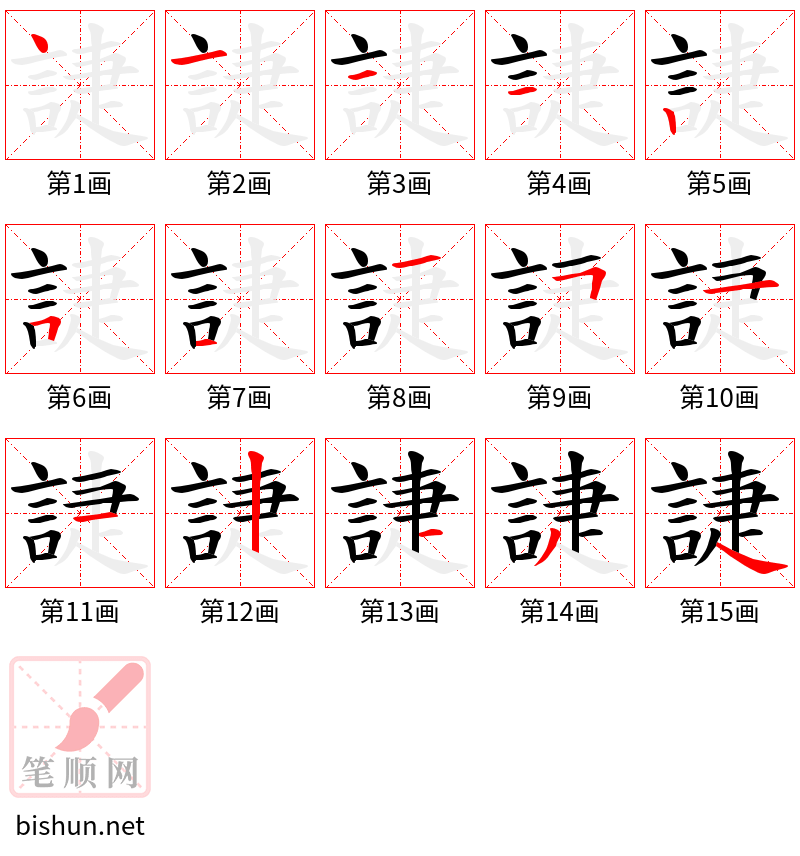 誱 笔顺规范