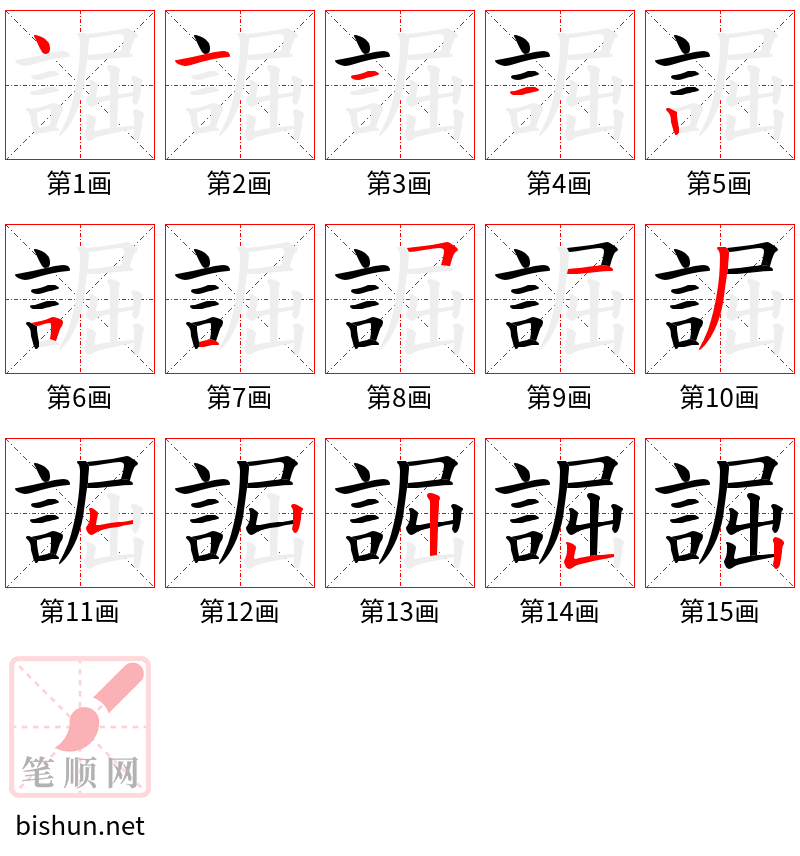 誳 笔顺规范