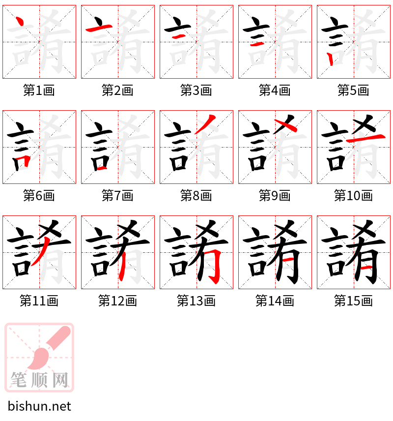 誵 笔顺规范