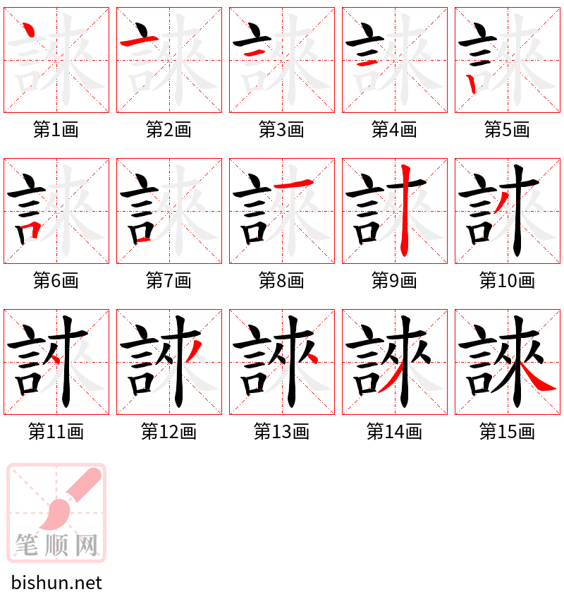 誺 笔顺规范