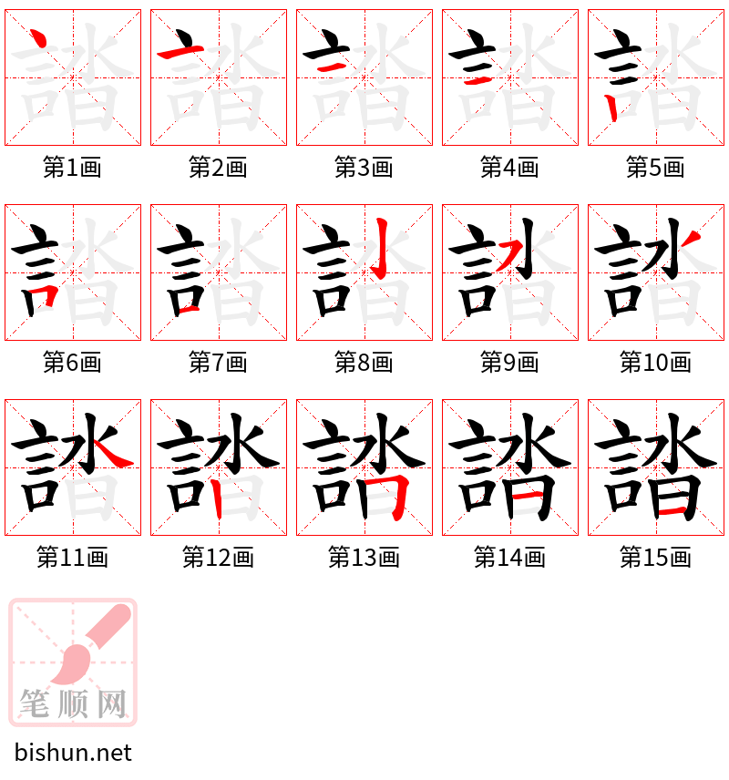 誻 笔顺规范