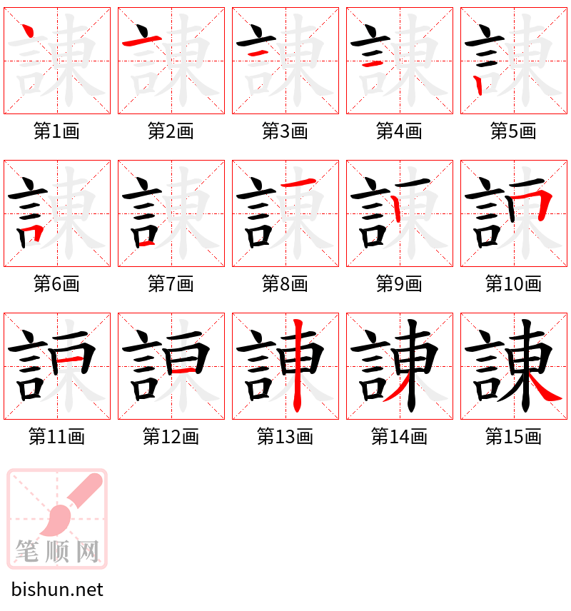 諌 笔顺规范