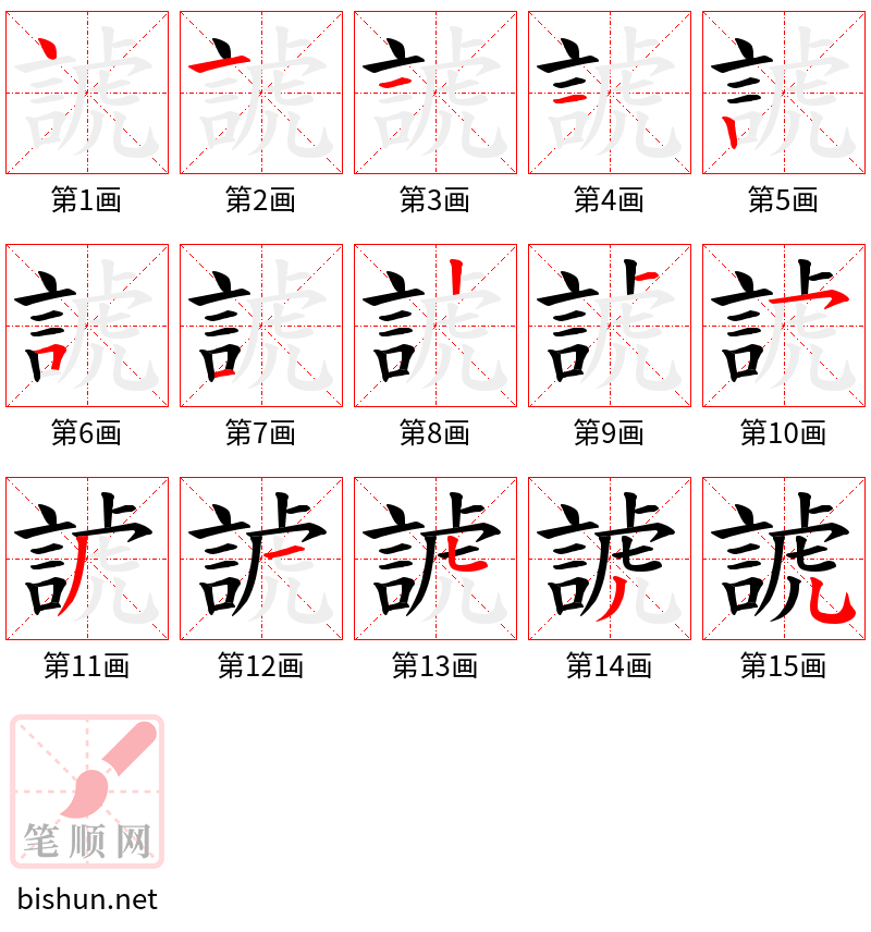 諕 笔顺规范