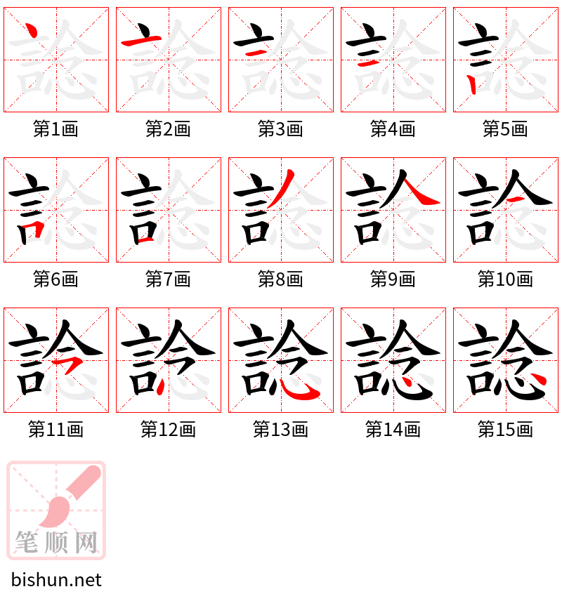 諗 笔顺规范