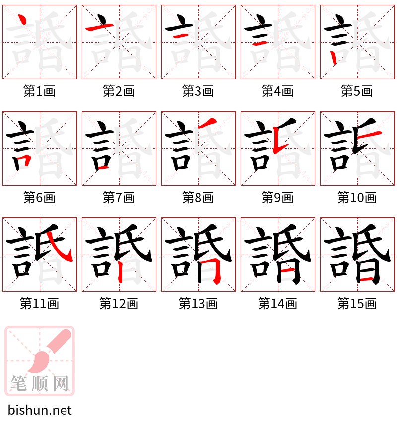 諙 笔顺规范