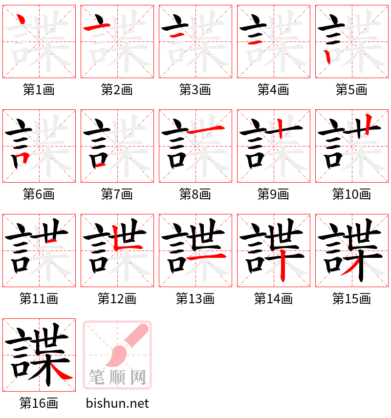 諜 笔顺规范