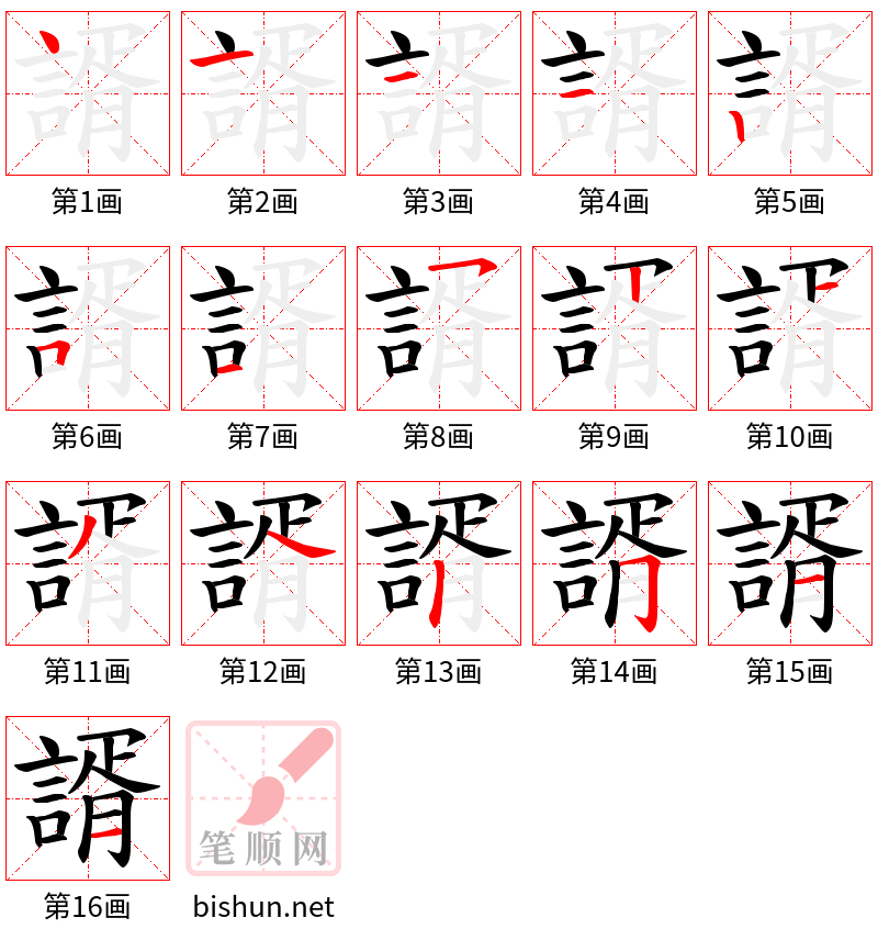 諝 笔顺规范