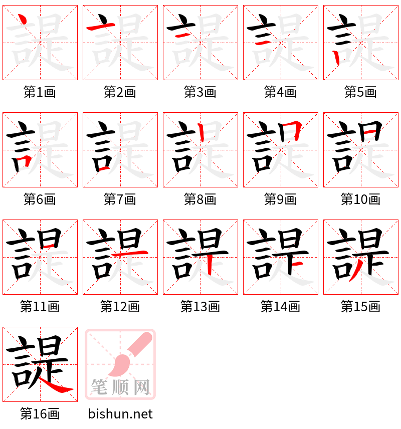 諟 笔顺规范