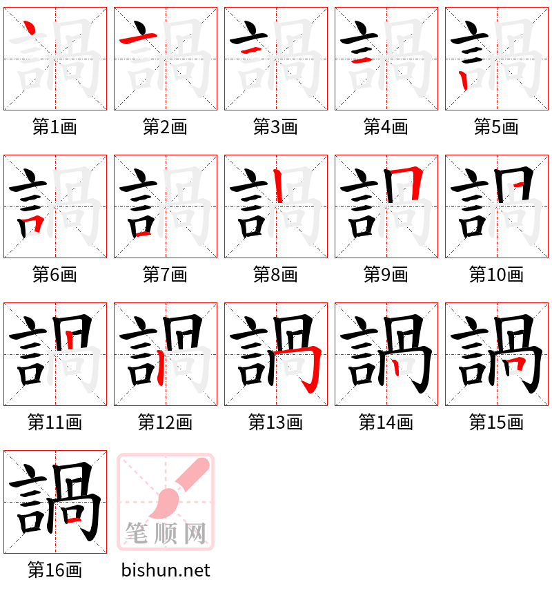 諣 笔顺规范