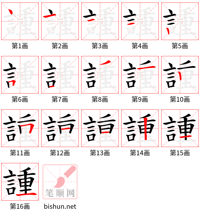 諥 笔顺规范