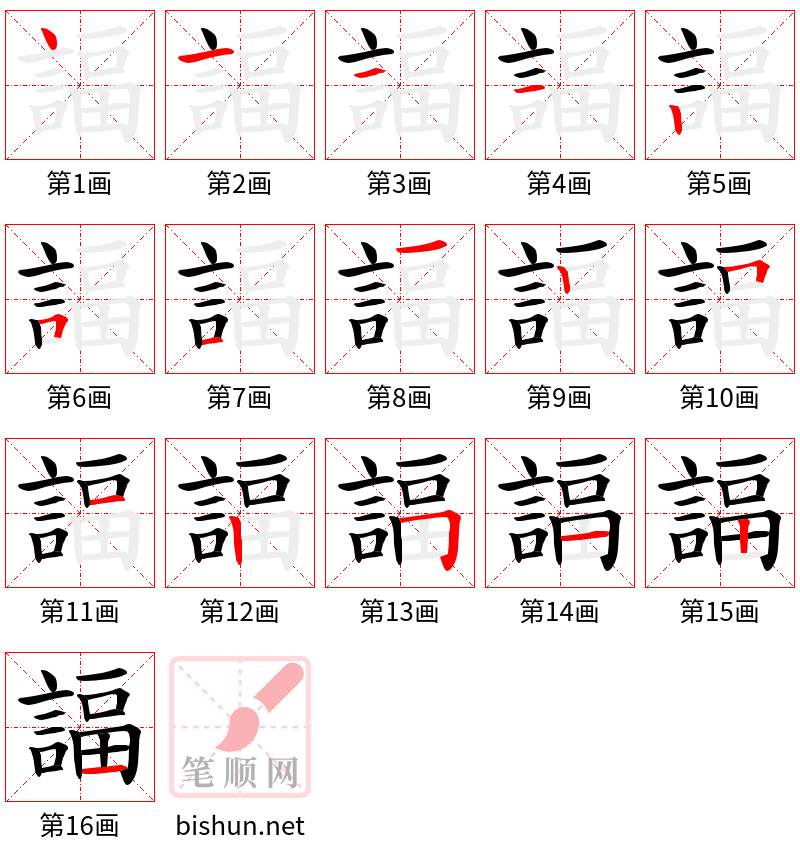 諨 笔顺规范