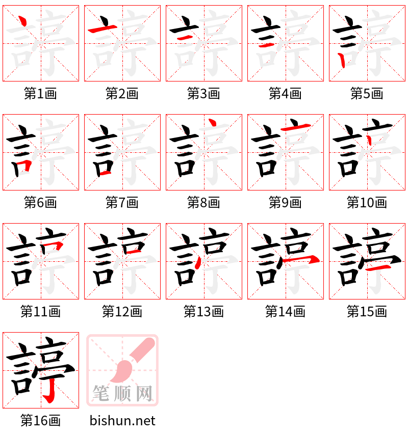 諪 笔顺规范